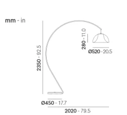 Lampadaire, L002T/BA, rouge, blanc, Ø52cm, H235cm - Pedrali