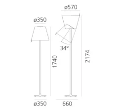 Lampadaire, Melampo Mega, gris, Ø57cm, H66cm - Artemide