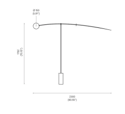 Lampadaire, Mobile Chandelier 5, noir, LED, 2700K, 800 lm, L230cm, H178,2cm - Anastassiades Studio