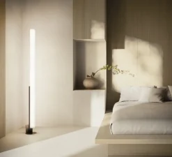 Lampadaire, Model-T, noir brillant, LED, dim, 2700K, 6600 lm, Ø23cm, H185cm - KDLN