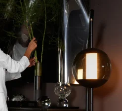 Lampadaire, Monroe, Noir, verre fumé, LED, dim, 2700K, lm, L44cm, H165,1cm - Rubn