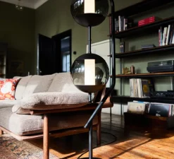 Lampadaire, Monroe, Noir, verre fumé, LED, dim, 2700K, lm, L44cm, H165,1cm - Rubn