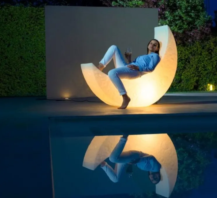 Lampadaire, My Moon, blanc, IP44, L44cm, H122cm - Seletti