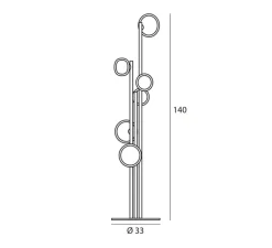 Lampadaire, Nabila 552.66, noir matt, laiton brossé et verre transparent, IP40, L33cm, H140cm - Tooy