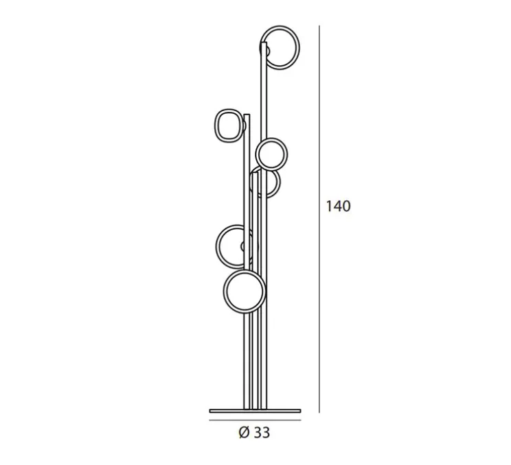 Lampadaire, Nabila 552.66, noir matt, laiton brossé et verre transparent, IP40, L33cm, H140cm - Tooy