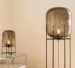 Lampadaire, Oda Big, verre fumé, gris, H140cm - PULPO