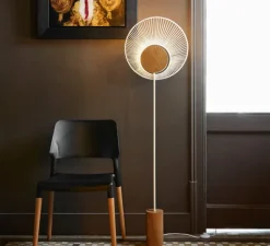 Lampadaire, Oyster, blanc, chêne, Ø40cm, H154cm - Forestier