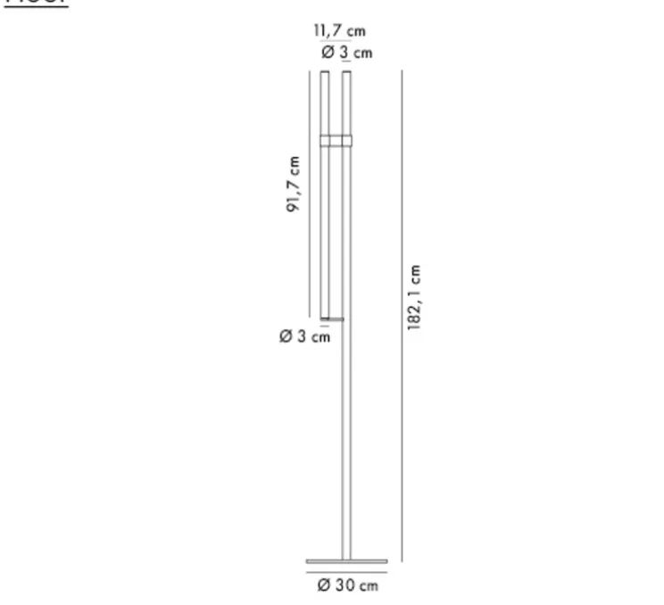 Lampadaire, Paralela, vert pin , LED, dim, 2700K, 1103 lm, Ø30cm, H182,1cm - Axolight