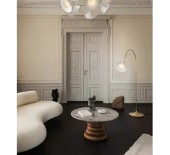 Lampadaire, Petalii, blanc, laiton poli, L105cm, H170cm - Nuura