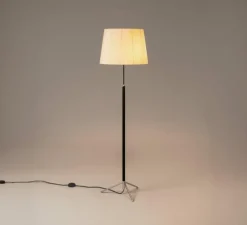 Lampadaire, Pie de Salon G1, structure chrome, ruban naturel, Ø45cm, H160cm - Santa & Cole