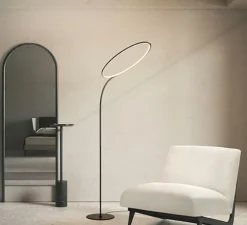 Lampadaire, Poise, noir et blanc, LED, dim, 2700k, 3600 lm, Ø55cm, H196cm - KDLN
