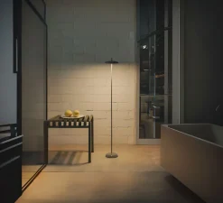 Lampadaire, Porte, gris ciment, IP43, LED, dim, 2300-2700-3000K, 400 lm, Ø16cm, H115cm - Nexia