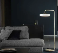 Lampadaire, Revolve, blanc, or, LED, 2700K, Ø35cm, H140cm - Bert Frank