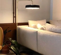 Lampadaire, Revolve, noir et or, LED, Ø35cm, H140cm - Bert Frank