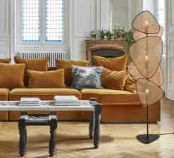 Lampadaire, Screen, Cannage naturel, L50cm, H179cm - MARKET SET