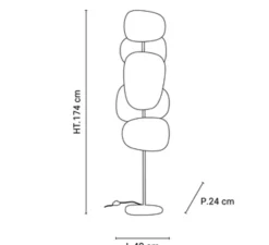 Lampadaire, Screen 70's 3L, lin, L48cm, H174cm - Market Set