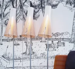 Lampadaire, Secto 4210, bois, blanc, LED, L30cm, H175cm - Secto Design