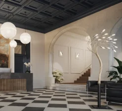 Lampadaire, Sottovento , laiton, noir, Ø1,2cm, H150cm - Catellani & Smith