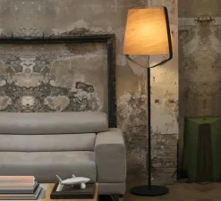 Lampadaire, STOOD, bois, noir, LED, Ø51cm, H182cm - Faro