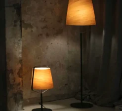 Lampadaire, STOOD, bois, noir, LED, Ø51cm, H182cm - Faro