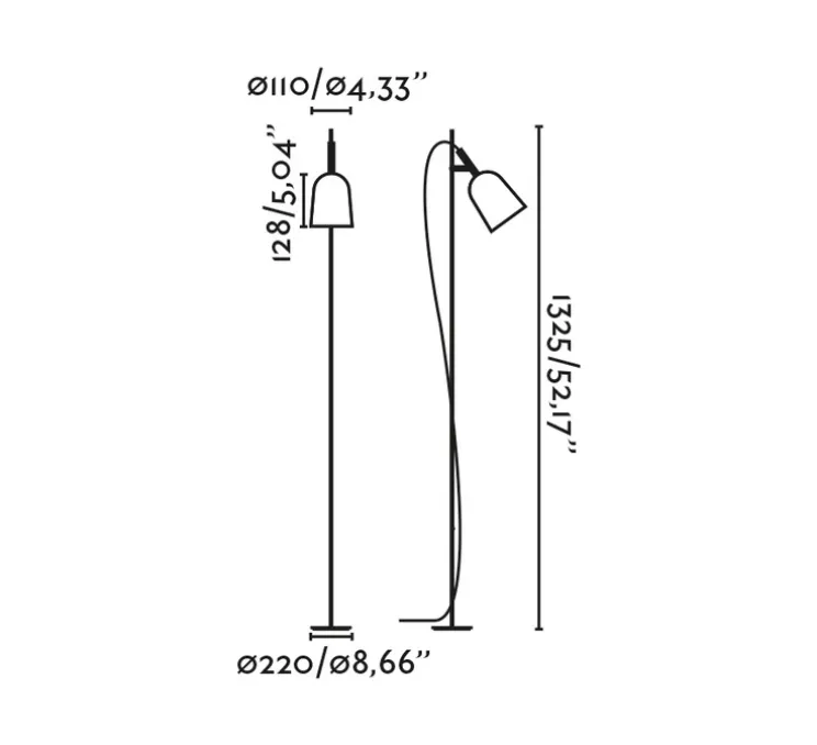 Lampadaire, Studio, blanc et noir, Ø22cm, H132,5cm - Faro