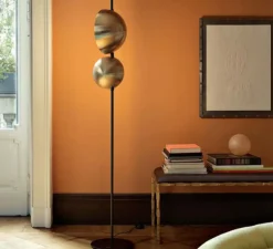 Lampadaire, SUPERLUNA 397, laiton, LED, 3000K, 1150lm, Ø28cm, H175cm - OLUCE