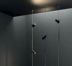 Lampadaire suspendu, Cima, noir, or mat, Ø6cm, H34cm - Lodes