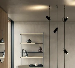 Lampadaire suspendu, Cima, noir, argent, Ø6cm, H34cm - Lodes