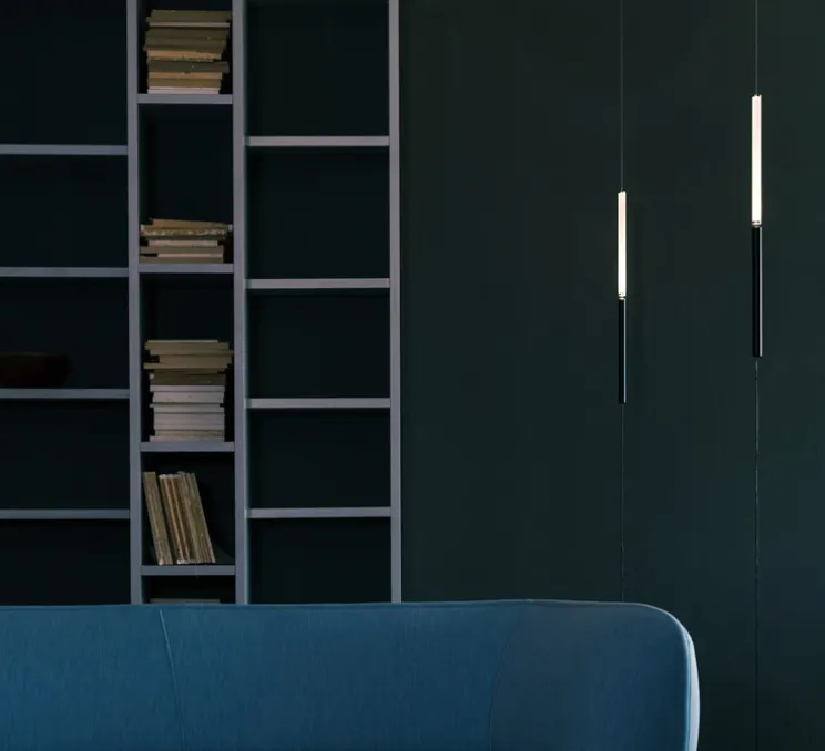 Lampadaire suspendu, Equilibrio, noir mat, LED, dim, 2700K, 420 lm, Ø2,2cm, H30cm - OliveLab