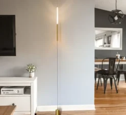 Lampadaire suspendu, Equilibrio, laiton, LED, dim, 2700K, 420 lm, Ø2,2cm, H30cm - OliveLab