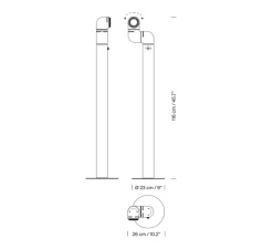 Lampadaire, Tatu Alto, rouge, LED, dim, 2700K, 171 lm, L26cm, H116cm - Santa & Cole