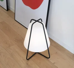 Lampadaire, Teepee, blanc et noir, IP65, LED, dim, 2200-3000K, 250 - 294 lm, Ø36cm, H42cm - Zafferano