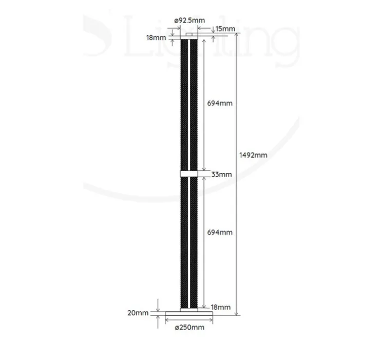 Lampadaire, Tiffany, graphite, LED, dim, 2700K, 2475 lm, Ø25cm, H149,2cm - Elements lighting