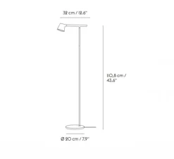 Lampadaire, Tip, noir, LED, 2700K, 330lm, L20cm, H110,8cm - Muuto