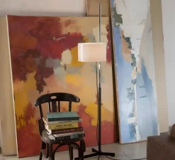 Lampadaire, TMC, chrome, noir et blanc, L38cm, H171cm - Santa & Cole