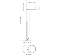 Lampadaire, TMD, nickel, L35cm, H171cm - Santa & Cole