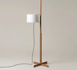 Lampadaire, TMM, chêne naturel, abat-jour blanc, Ø60cm, H166cm - Santa & Cole