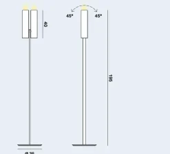 Lampadaire, Tobu, blanc, LED, dim, 2700K, 7100 lm, Ø35cm, H195cm - Rotaliana