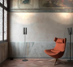 Lampadaire, Tobu, noir, LED, dim, 2700K, 7100 lm, Ø35cm, H195cm - Rotaliana