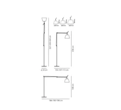 Lampadaire, Tolomeo Mega Terra, noir, dimmable, LED, H334cm, Ø33cm - Artemide
