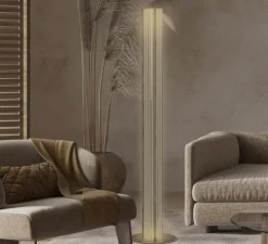 Lampadaire, Totem II, transparent, bronze satiné, LED, dim, 2700K, 1520 lm, L25cm, H150cm - Alma light