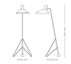 Lampadaire, Tripod HM8, noir mat, L47cm, H134cm - Andtradition