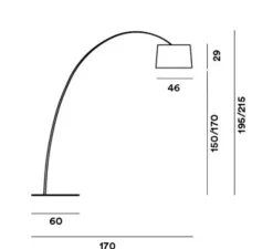 Lampadaire, Twiggy, grège, dimmable, L60cm, H195cm - Foscarini
