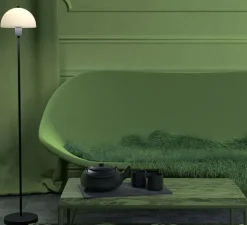 Lampadaire, Vienda, laiton et blanc, Ø20cm, H125cm - Herstal