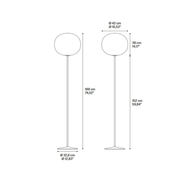 Lampadaire, Volum Long 42, blanc brillant, Ø42cm, H152cm - Lodes