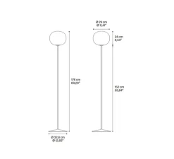 Lampadaire, Volum Long 29, blanc brillant, Ø29cm, H152cm - Lodes