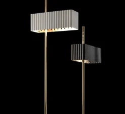 Lampadaire, Wallie, Blanc, Laiton, L34cm, H198cm - Tato Italia