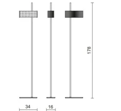 Lampadaire, Wallie, Noir, Chrome, L34cm, H178cm - Tato Italia