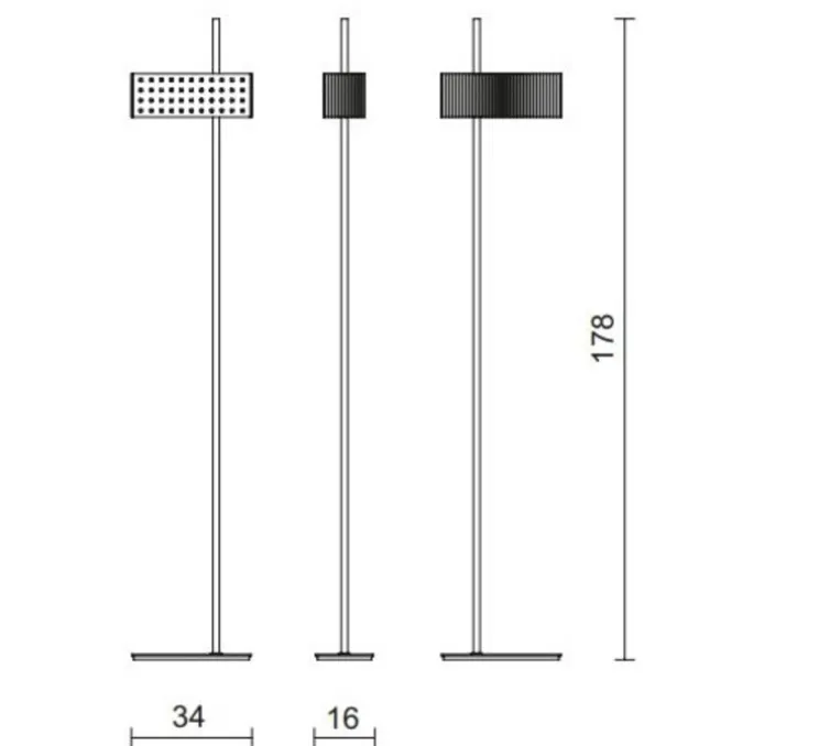 Lampadaire, Wallie, Noir, Chrome, L34cm, H178cm - Tato Italia