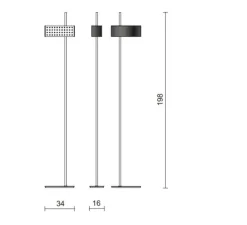 Lampadaire, Wallie, Noir, Laiton, L34cm, H198cm - Tato Italia